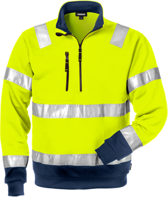 Fristads High Vis Zipper-Sweatshirt Kl. 3 728 SHV – Warnschutz-Gelb/Marine