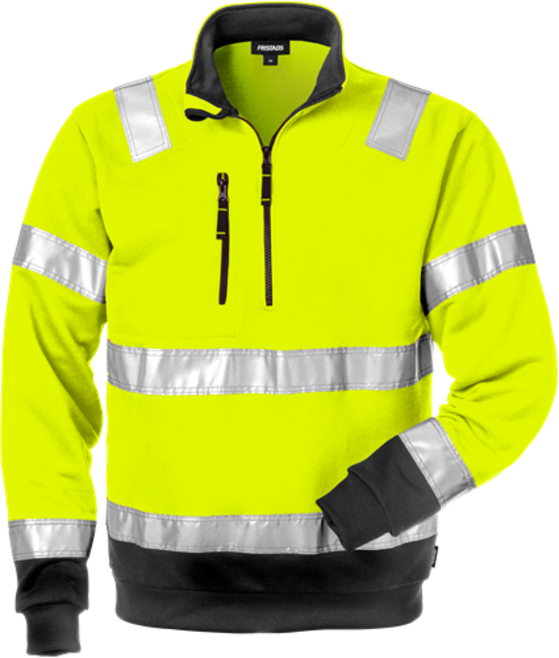 Fristads High Vis Zipper-Sweatshirt Kl. 3 728 SHV – Warnschutz-Gelb/Schwarz