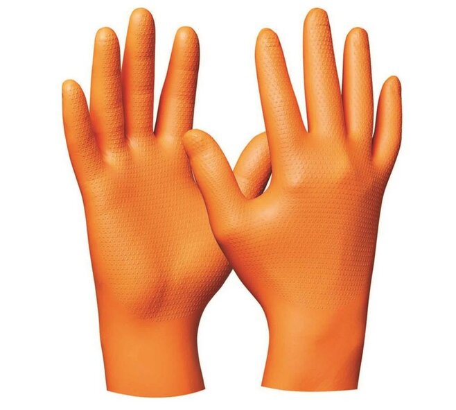 Einweghandschuh "Orange Nitril Ultra Grip" ungepudert, 50 Stück