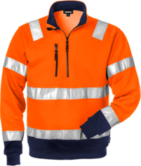 Fristads High Vis Zipper-Sweatshirt Kl. 3 728 SHV – Warnschutz-Orange/Marine