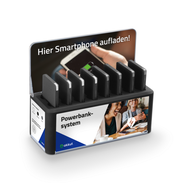 Powerbank-Station FLEXIBLE BANK 8 Qi mit Handy-Ladekabel und Wireless Charging
