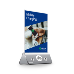 Tischaufsteller MENU mit Akku und Handy-Ladekabel