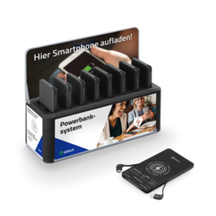 Powerbank-Station FLEXIBLE BANK 8 Qi mit Handy-Ladekabel und Wireless Charging